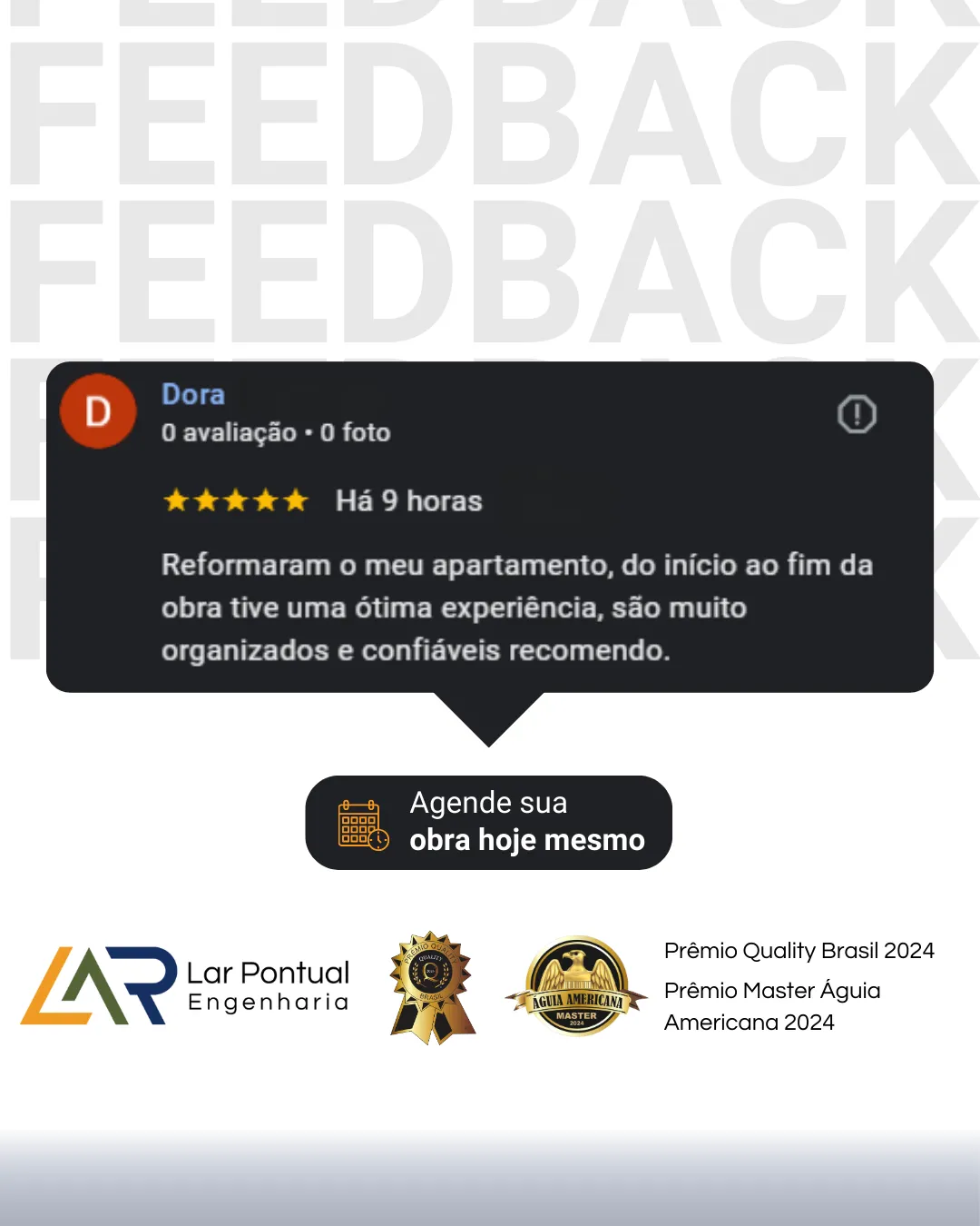 Depoimento de cliente - Avaliação 5 estrelas