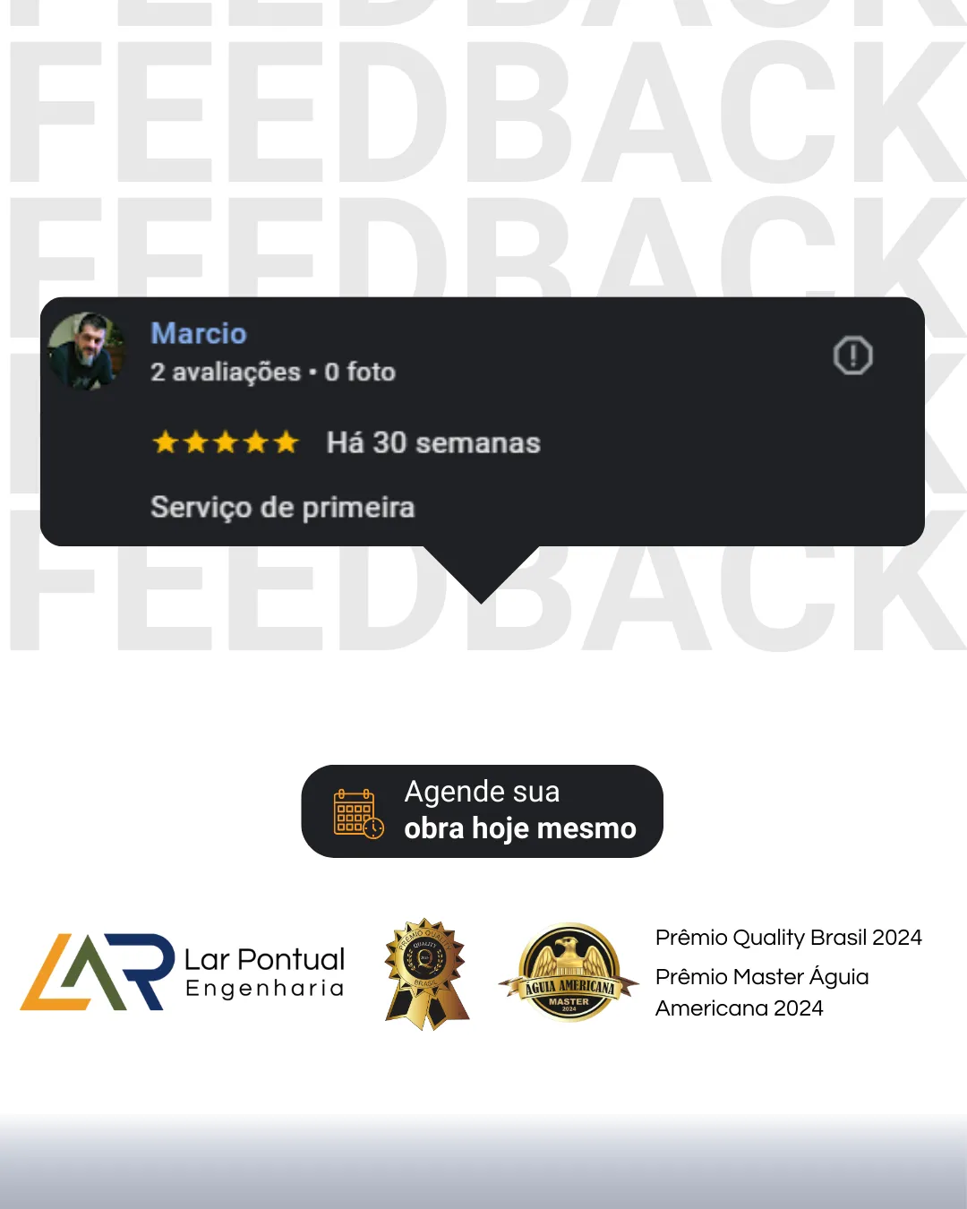 Depoimento de Marcio - Serviço de primeira - Avaliação 5 estrelas