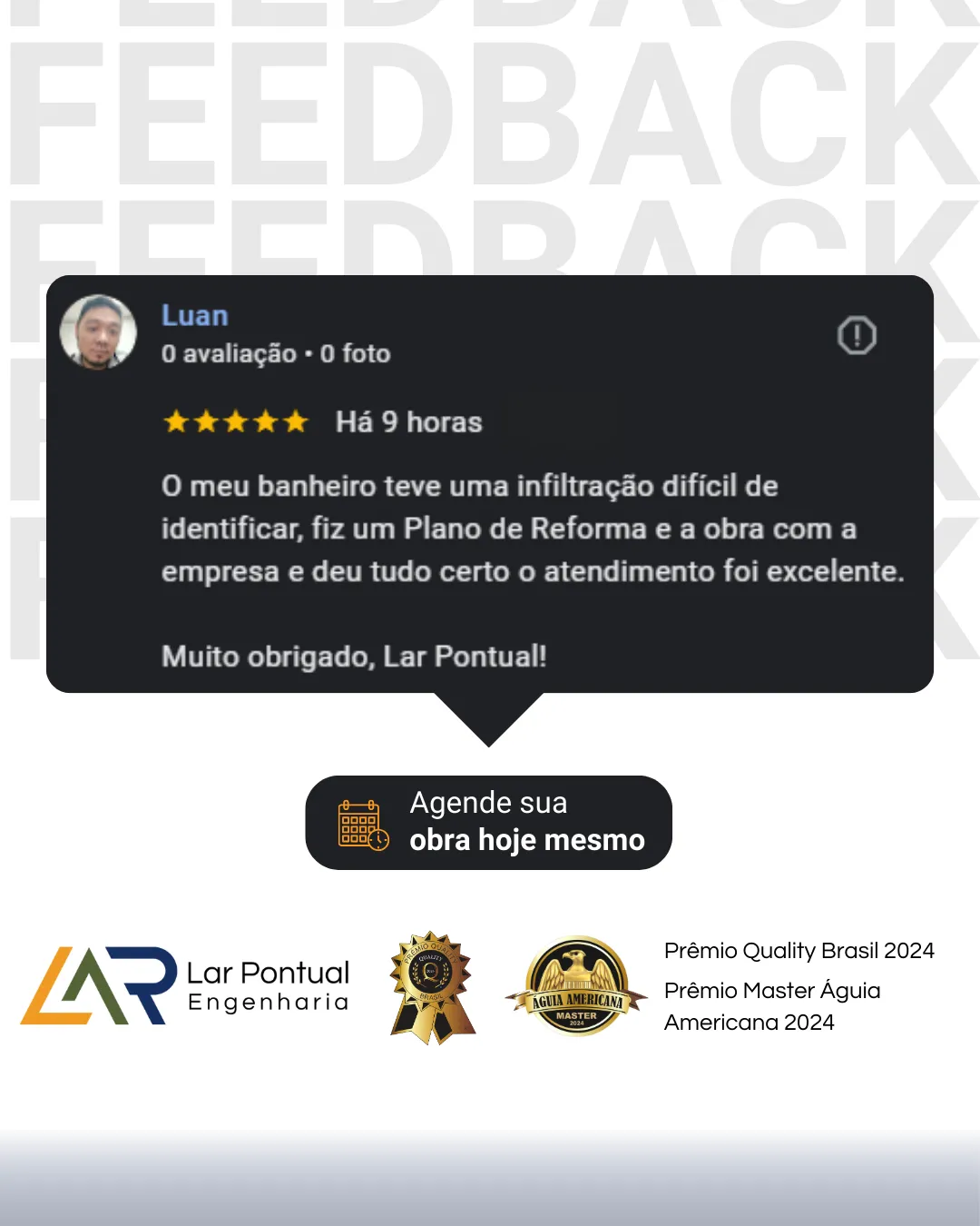 Depoimento de cliente - Avaliação 5 estrelas