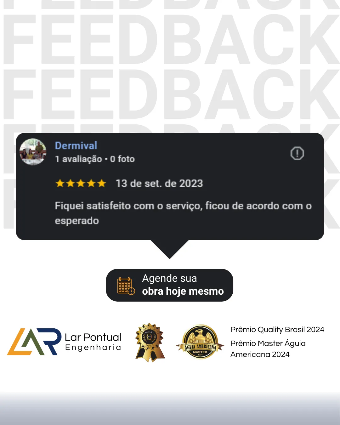 Depoimento de cliente - Avaliação 5 estrelas
