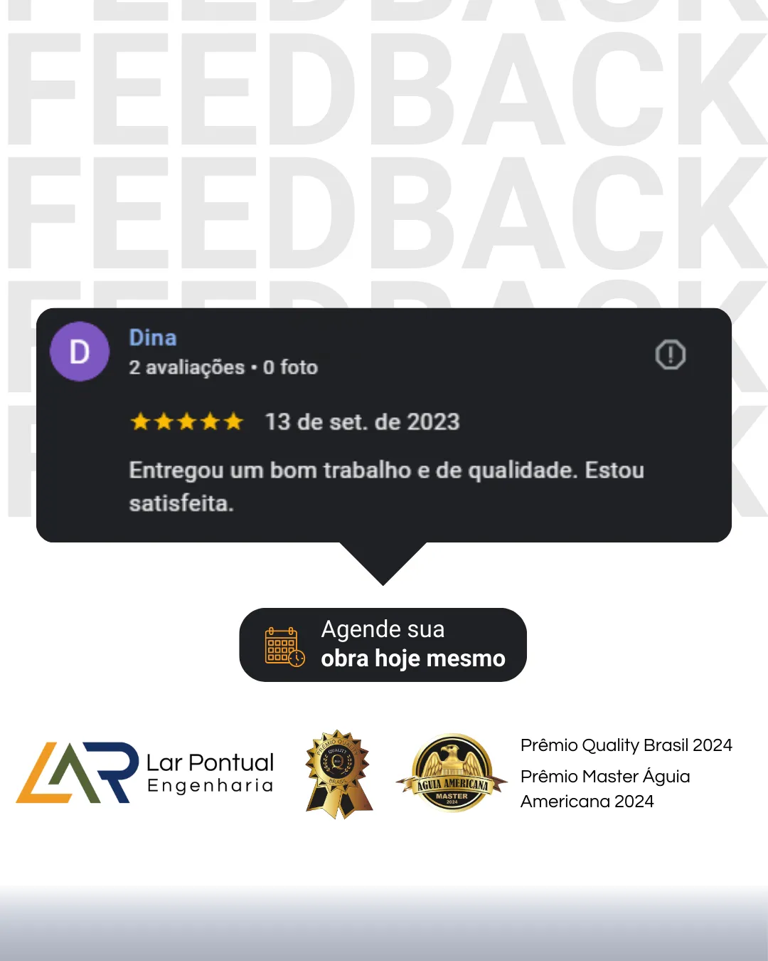 Depoimento de cliente - Avaliação 5 estrelas
