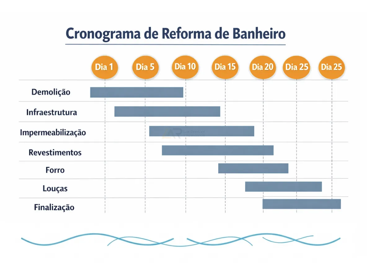 Cronograma de reforma de banheiro Gantt