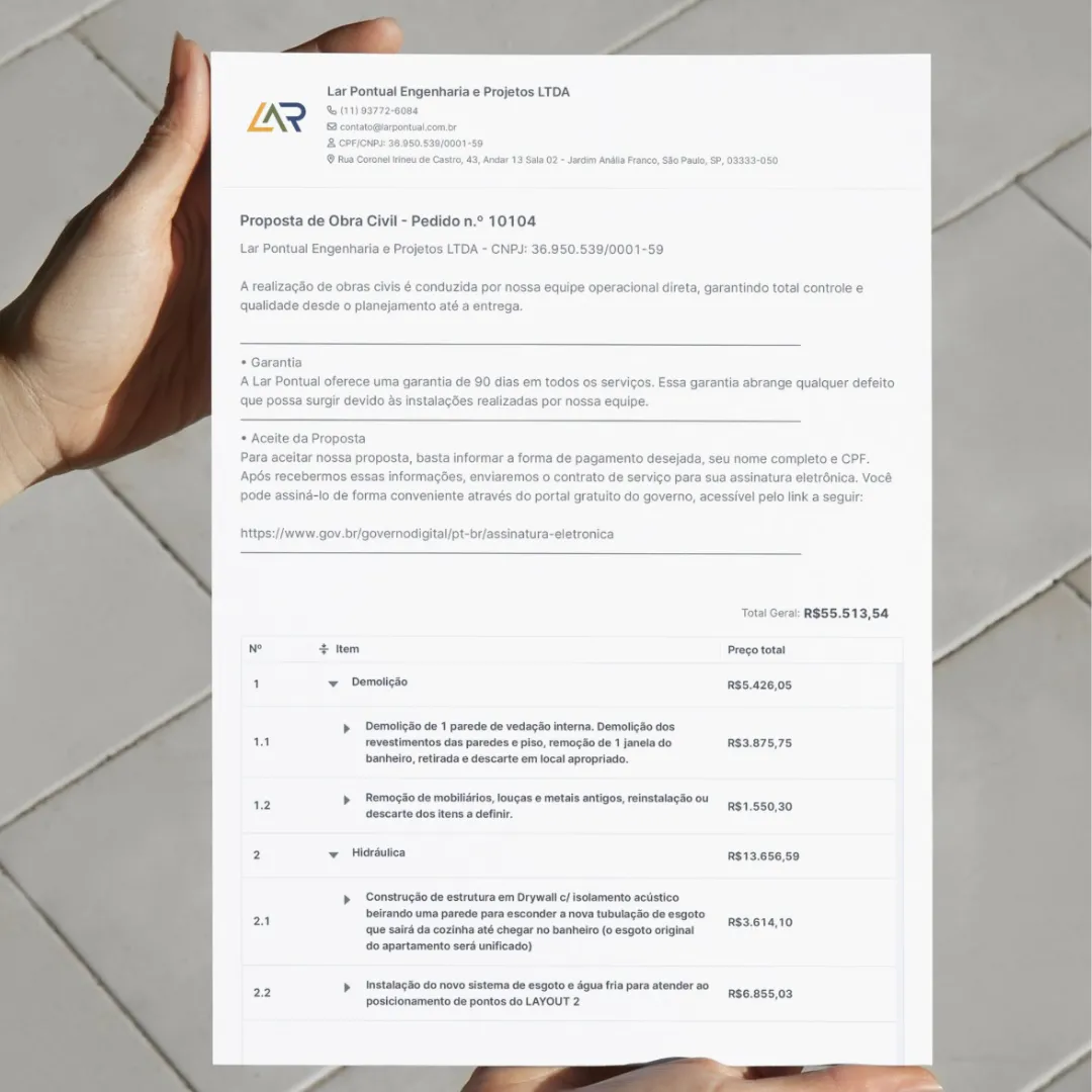 Discriminação detalhada