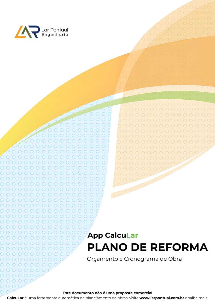 Capa do relatório profissional de reforma em PDF - CalcuLar