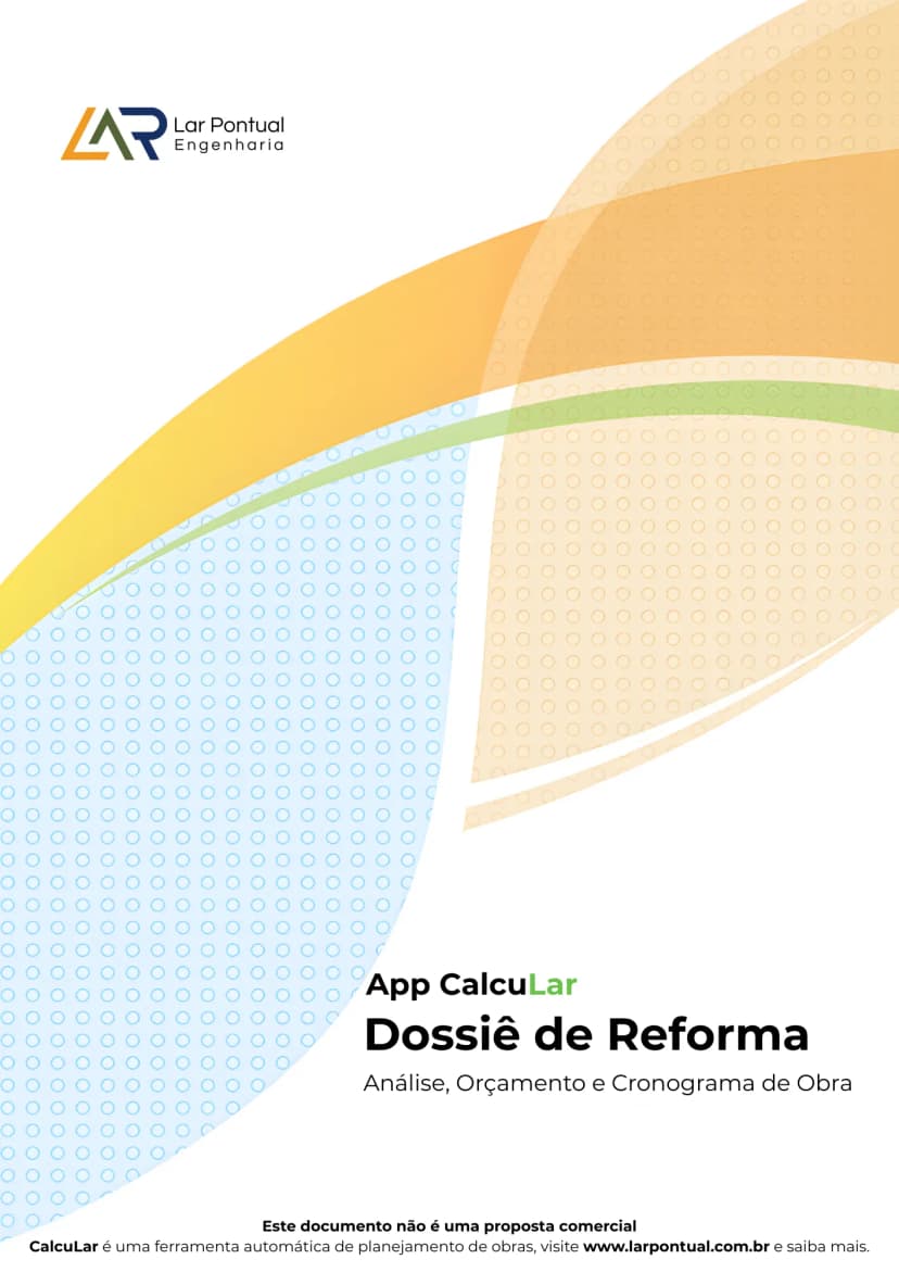 Capa do relatório profissional de reforma em PDF - CalcuLar