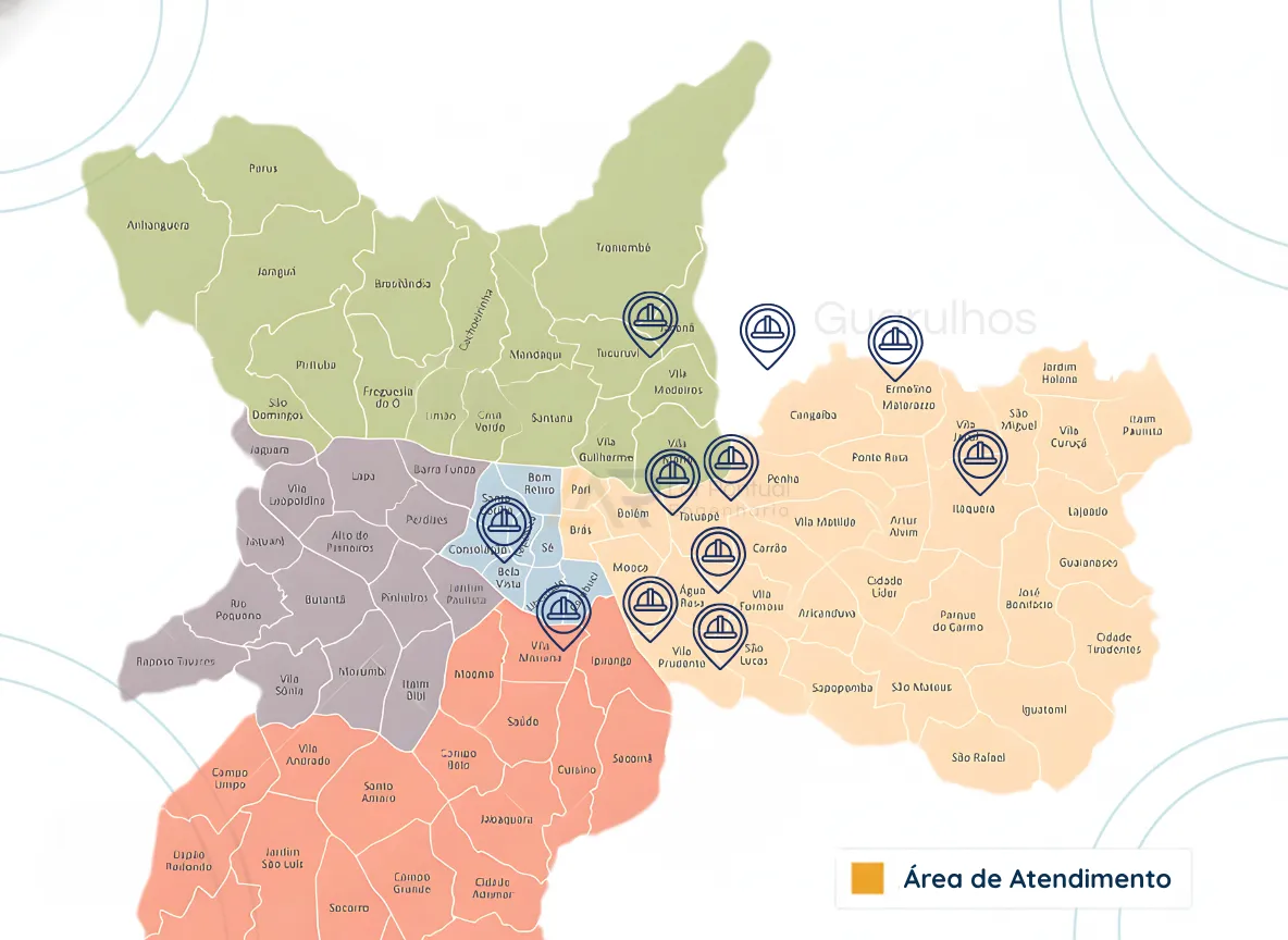 Mapa das zonas de São Paulo com empresas de reforma