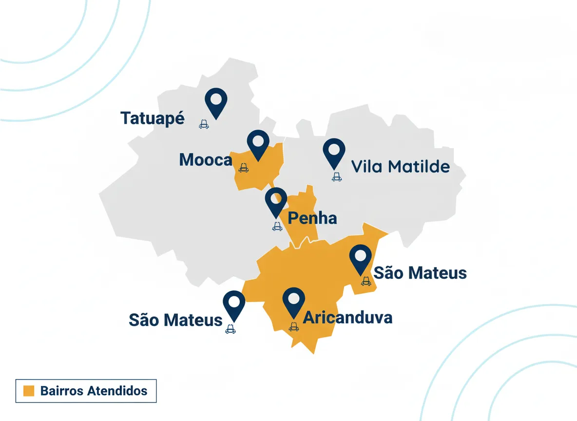 Mapa da Zona Leste de São Paulo com principais bairros