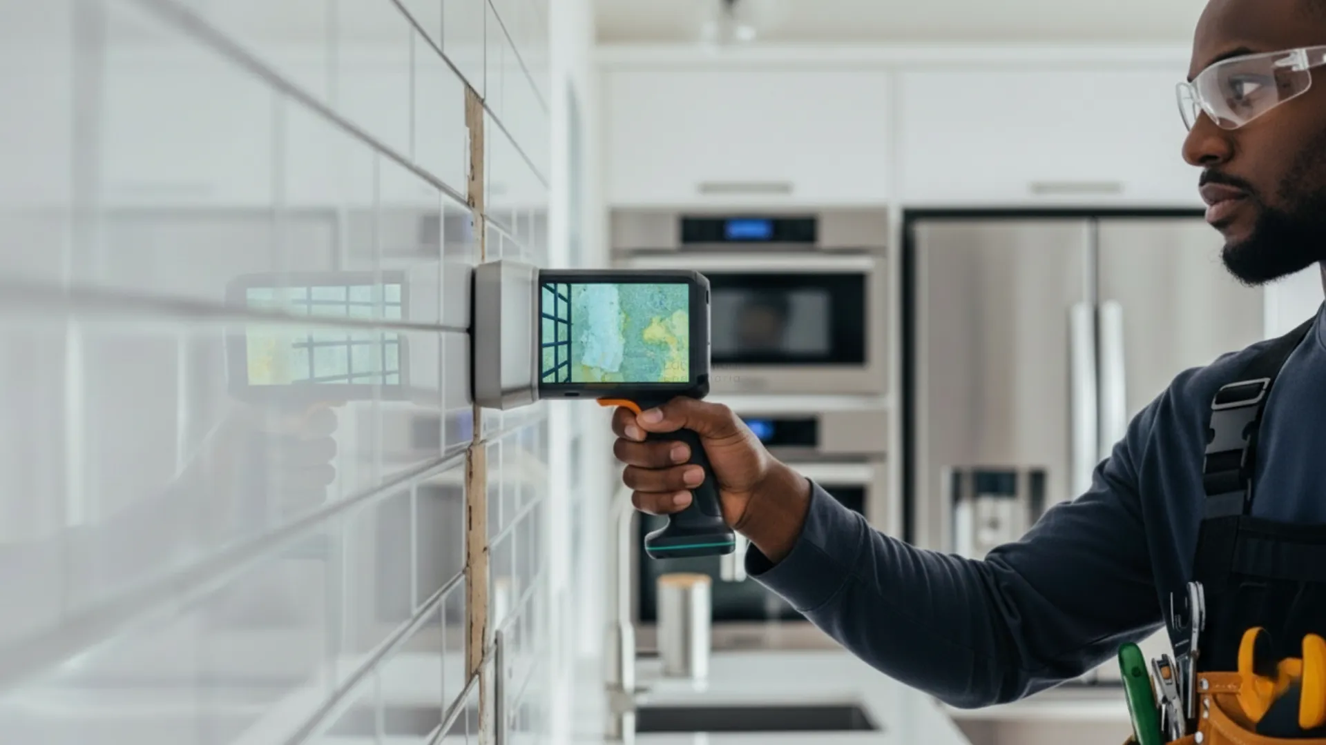Foto de obra mostrando viga de concreto reforçada acima de uma parede demolida