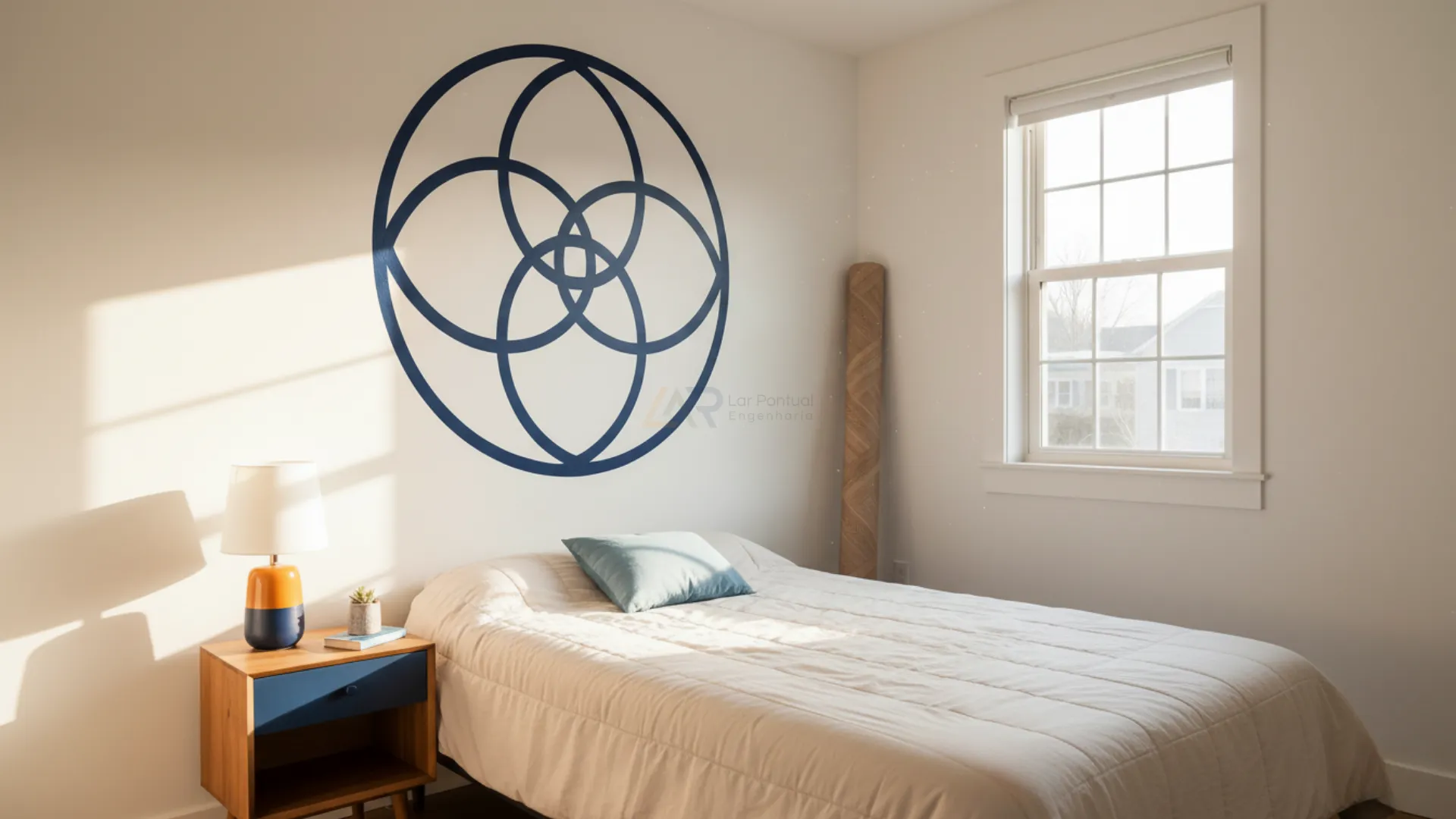 Quarto otimizado via reforma de baixo custo apresentando pintura em meia parede, iluminação indireta e paleta terrosa relaxante.