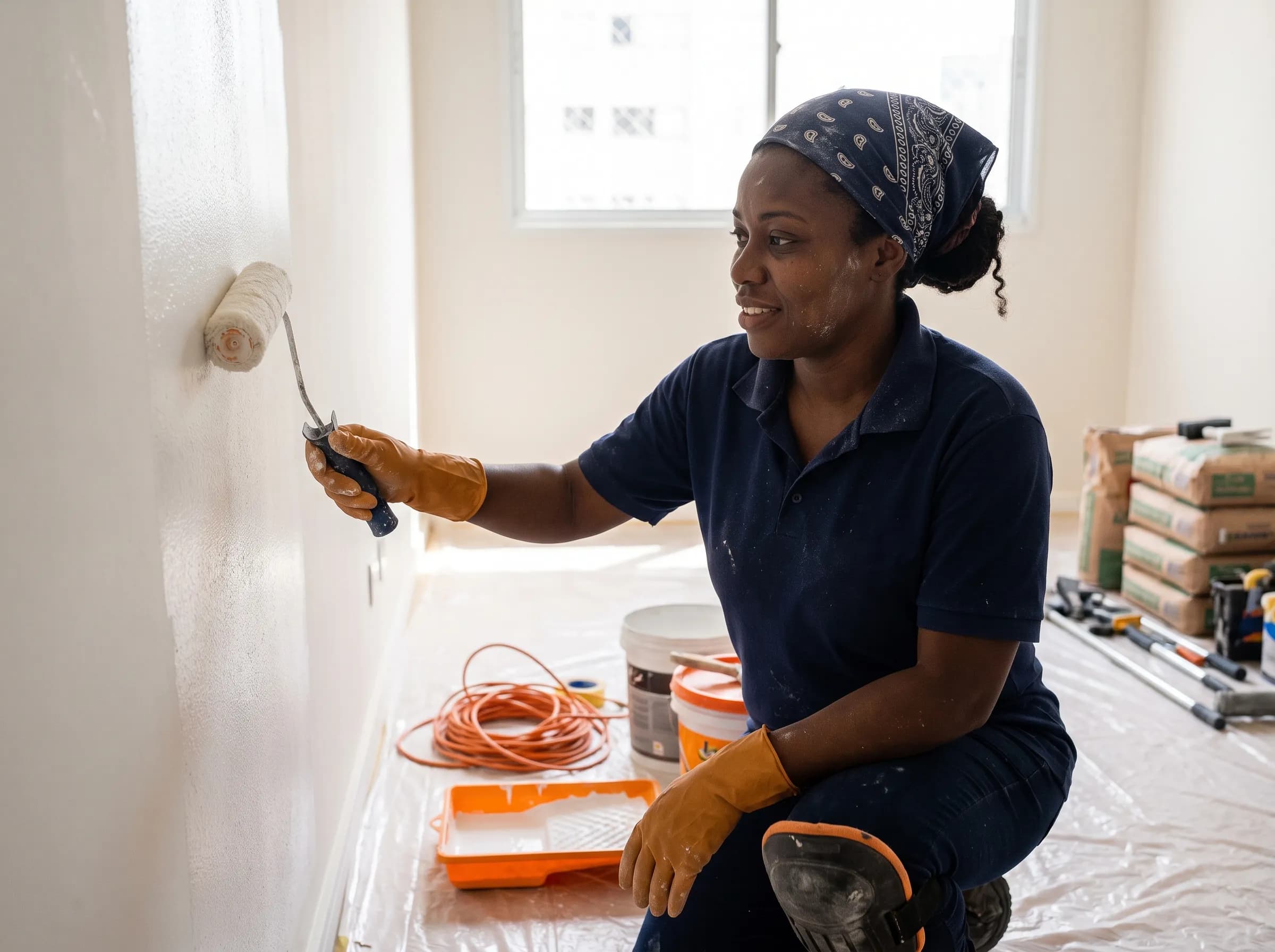 Pintor em obra da Lar Pontual