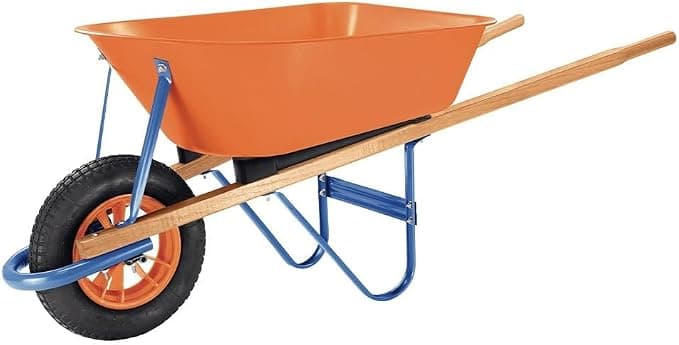 Carrinho De Mão, Caçamba Plástica Funda, 55 L, Braço De Madeira