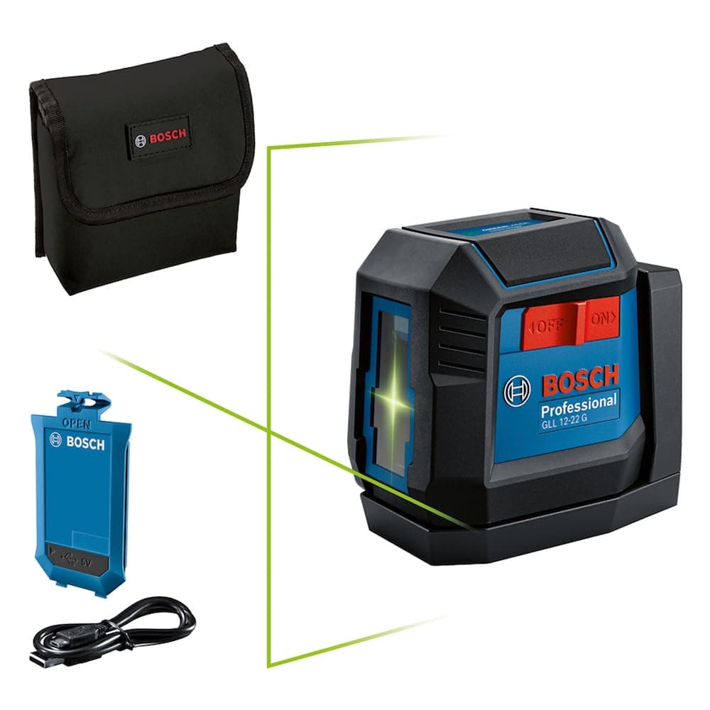 Bosch Nível a Laser verde GLL 12-22 G 12m 1 bateria + suporte