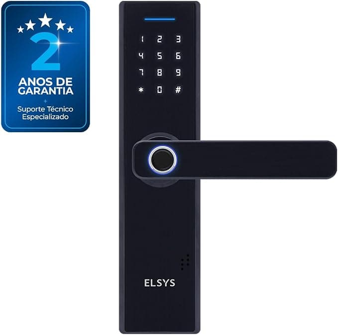 Fechadura Digital de Embutir com Biometria, Elsys, ESF-DE2000B, Preta