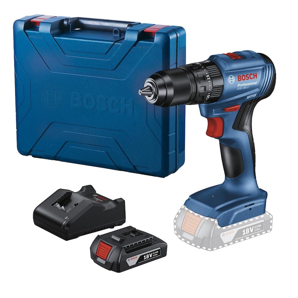 Bosch Furadeira Parafusadeira Impacto 18V GSB185LI-1B Sem Fio, 1 bateria e