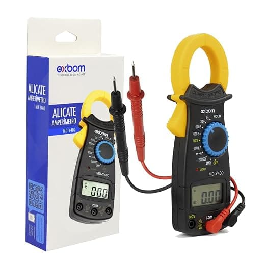 Alicate Amperímetro Digital Exbom MD‑Y400 – True RMS, LCD Grande, Bip de