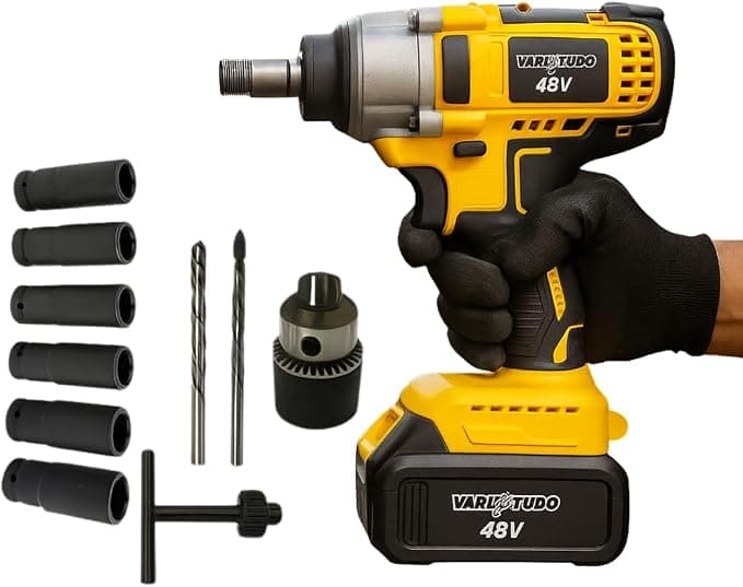 Chave de Impacto 48V Parafusadeira e Furadeira Recarregável Bivolt