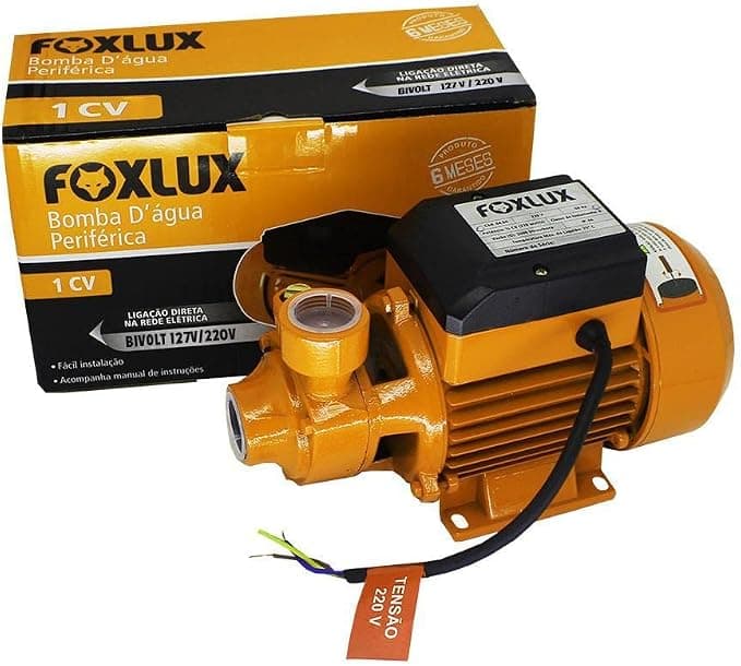 Bomba Periférica Foxlux 1CV 750W Bivolt Para Limpa Vazão 3.000 L/h e