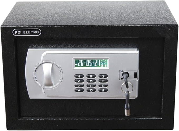 Cofre Eletrônico Digital Senha e Chave Preto 8 Litros