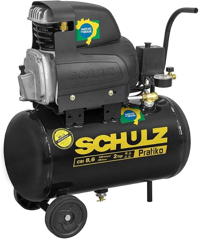 SCHULZ Compressor de Ar de Pistão 2,0 HP 25 Litros 8,6 Pés Pratiko CSI