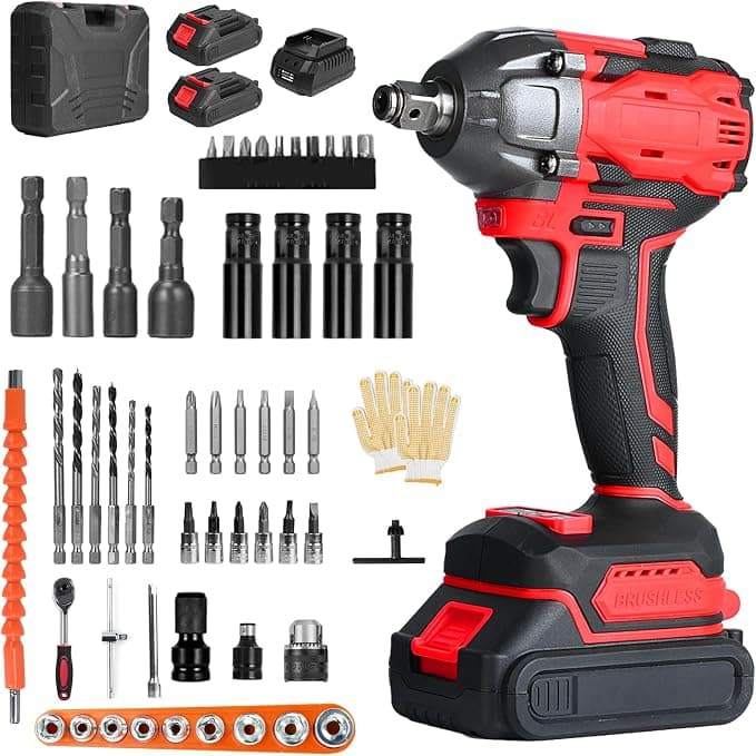 Trailabo Chave de Impacto Elétrica 48V com 2 Bateria, 55 Peças, Alta