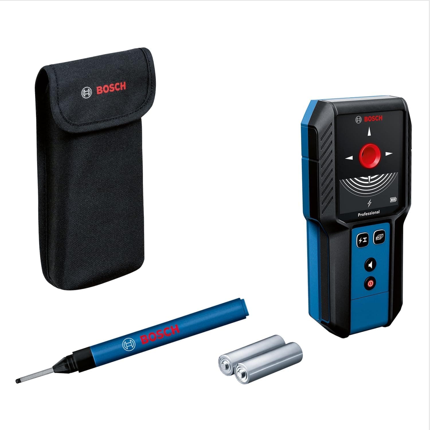 Bosch Professional Dispositivo de rastreamento GMS 120-27 (profundidade máxima de detecção metal não magnético/metal magnético/fios de guia de tensão/madeira: 120/100/50/30mm, caneta marcadora, bolsa