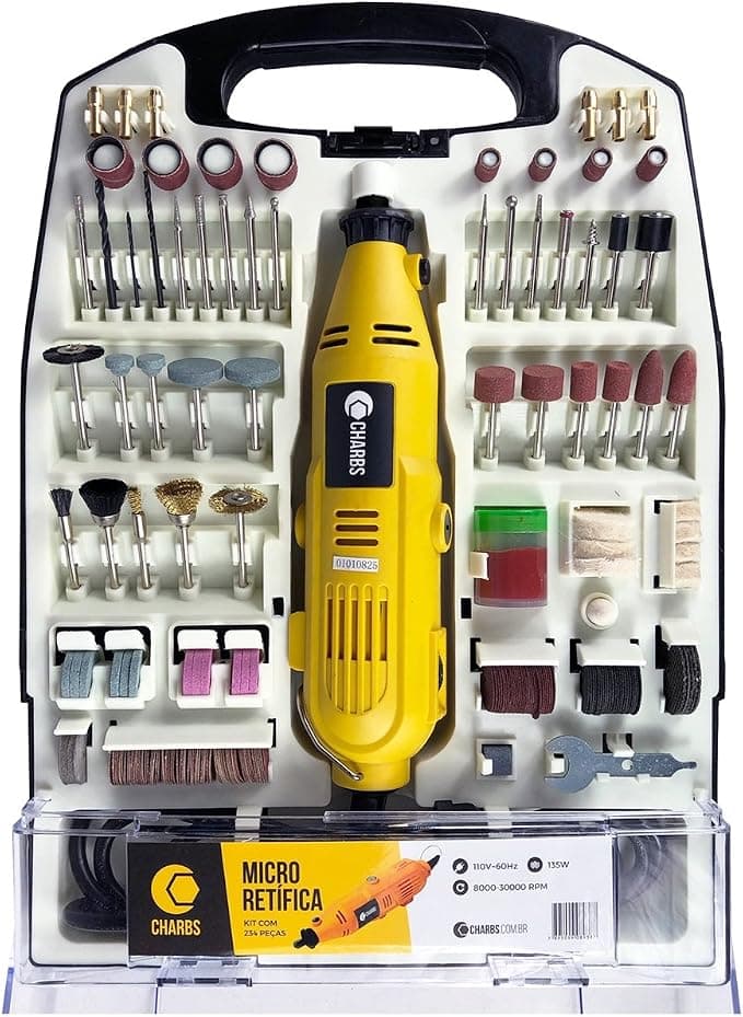 Foto de Micro Retífica com 234 Acessórios e Maleta CH2904-X Charbs - 110V