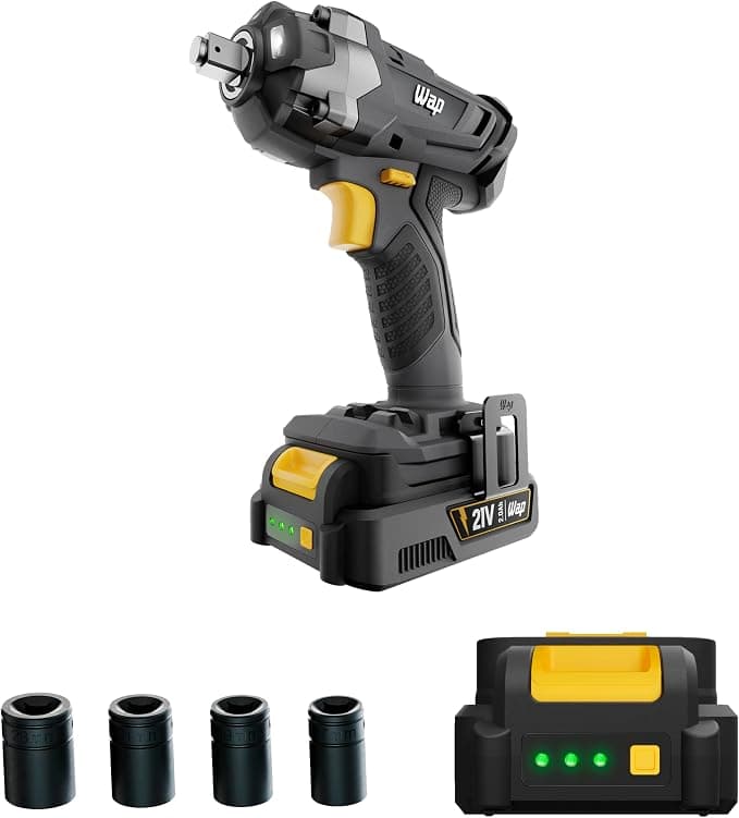 WAP Chave de Impacto à Bateria 1/2" 21V K21 CH01, com 4 Soquetes de