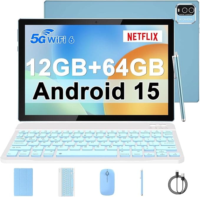 IWEGGO Tablet Android 15, 10 polegadas, 12 GB de RAM + 64 GB de ROM + 1 TB