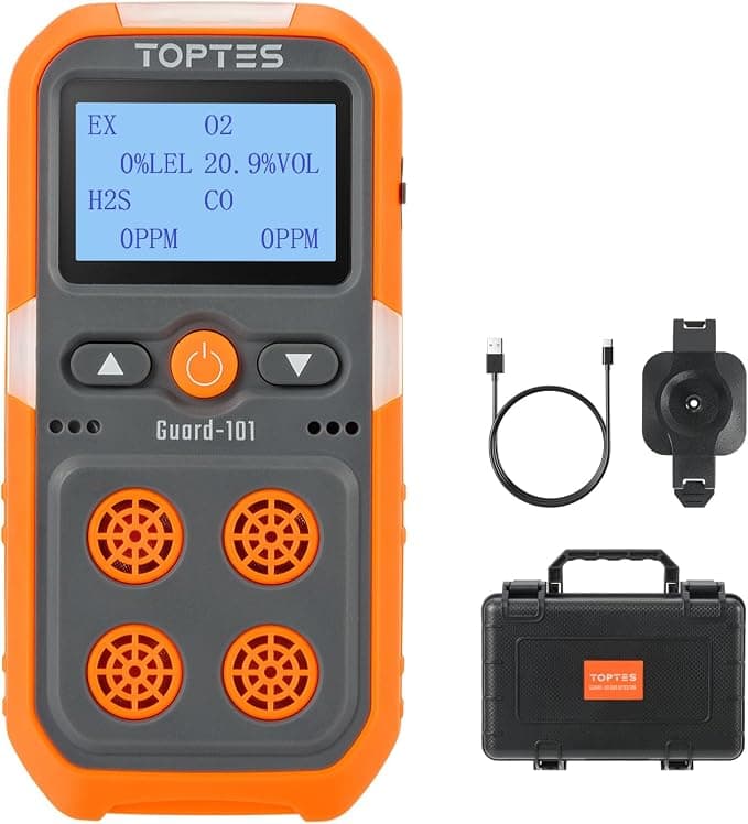TopTes Detector de gás Guard-101, 4 monitores de gás para H2S, CO, LEL e