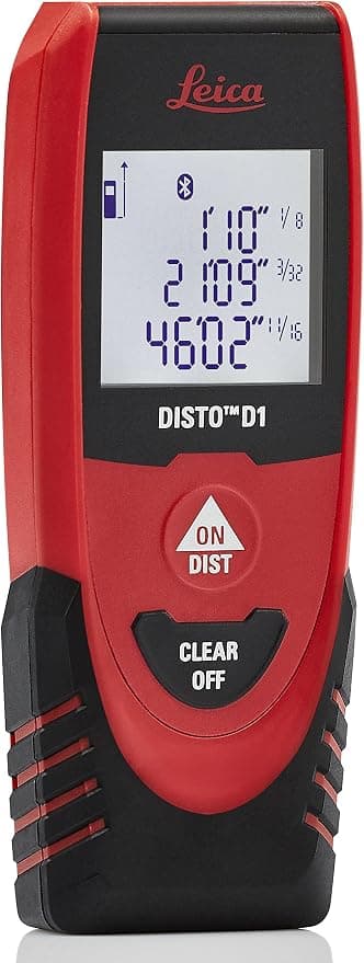 Leica DISTO D1 120ft Laser Distance Measure with Bluetooth 4.0, Black/Red