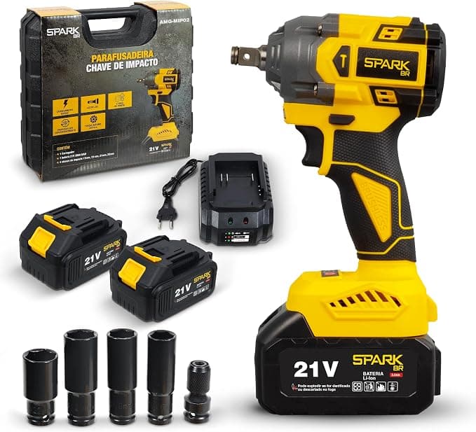 Chave Impacto Spark BR 21V Brushless Portátil Torque 350Nm 2 Velocidades
