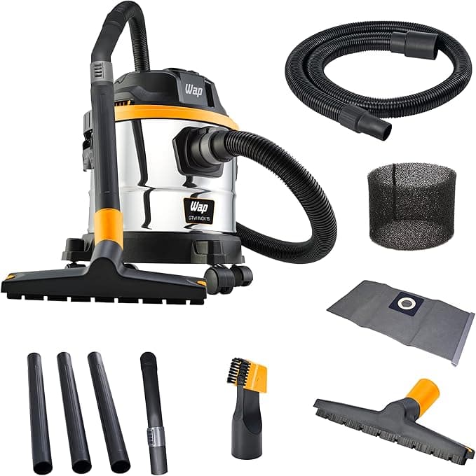 WAP Aspirador de Pó e Água Barril GTW INOX 15, Compacto, 14,8 Litros, com
