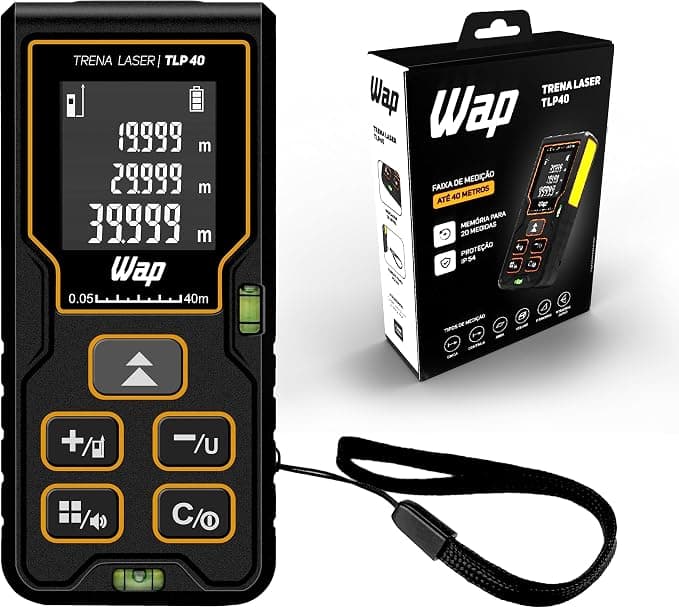 WAP Trena Digital a Laser TLP 40, Tela LCD e Desligamento Automático, 40