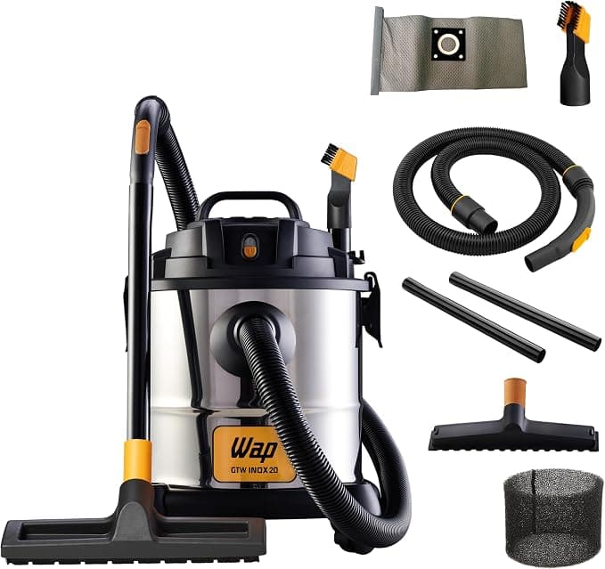 WAP Aspirador de Pó e Água Barril GTW INOX 20, Compacto, 20 Litros, com