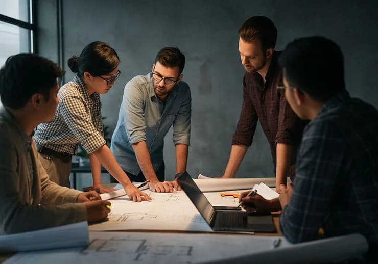 Profissionais elaborando um plano de reforma eficiente.