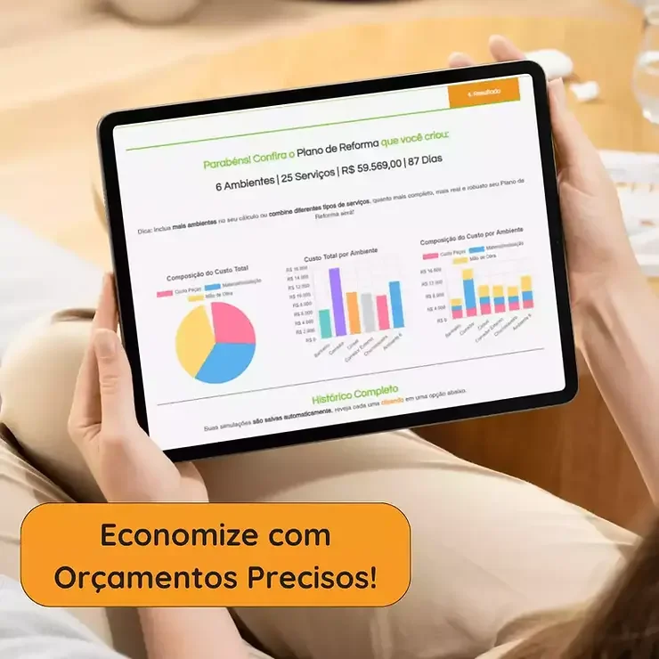 Imagem do sistema CalcuLar: sua aliada no plano de reforma.