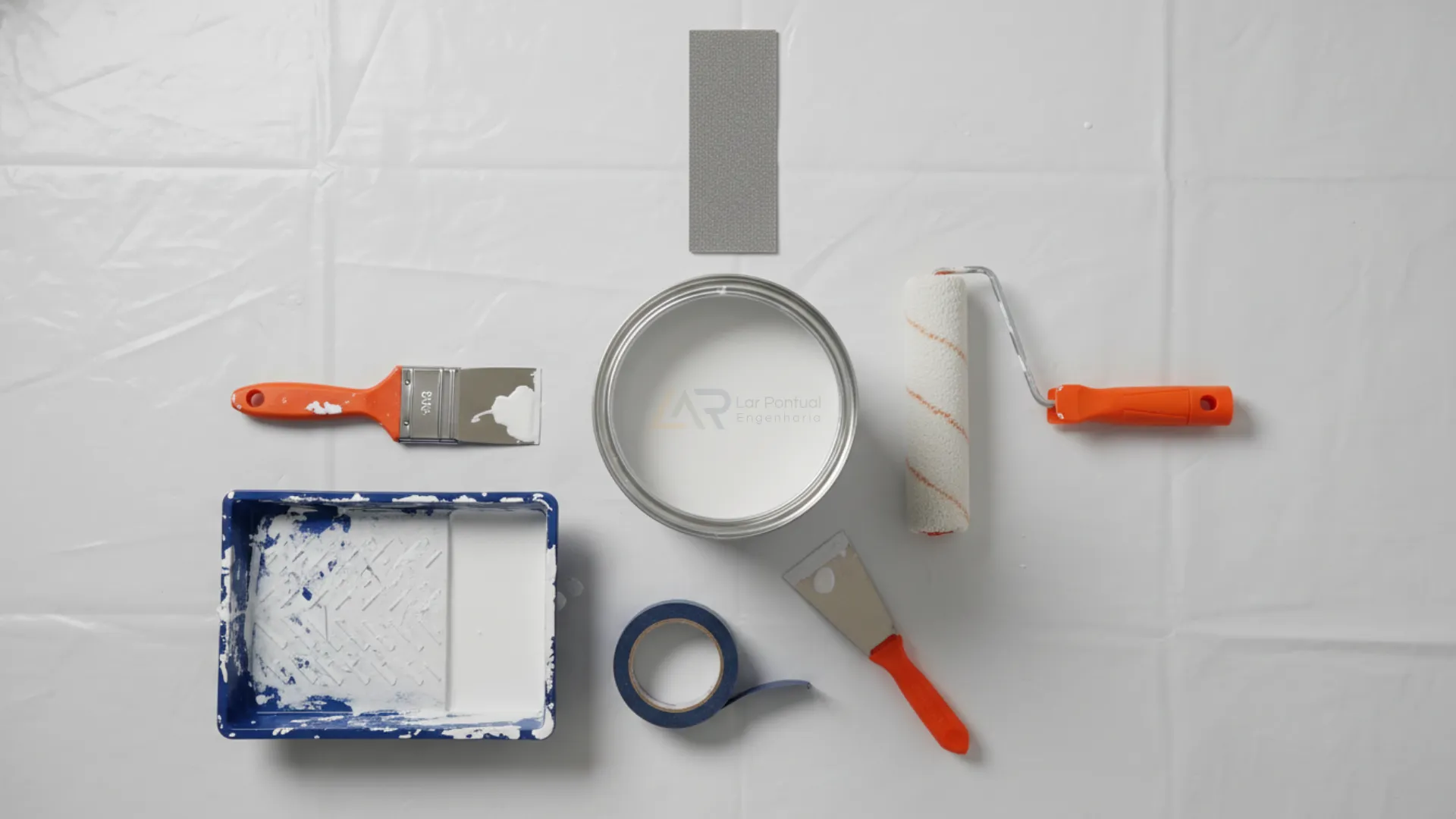 Materiais de pintura residencial em flat lay