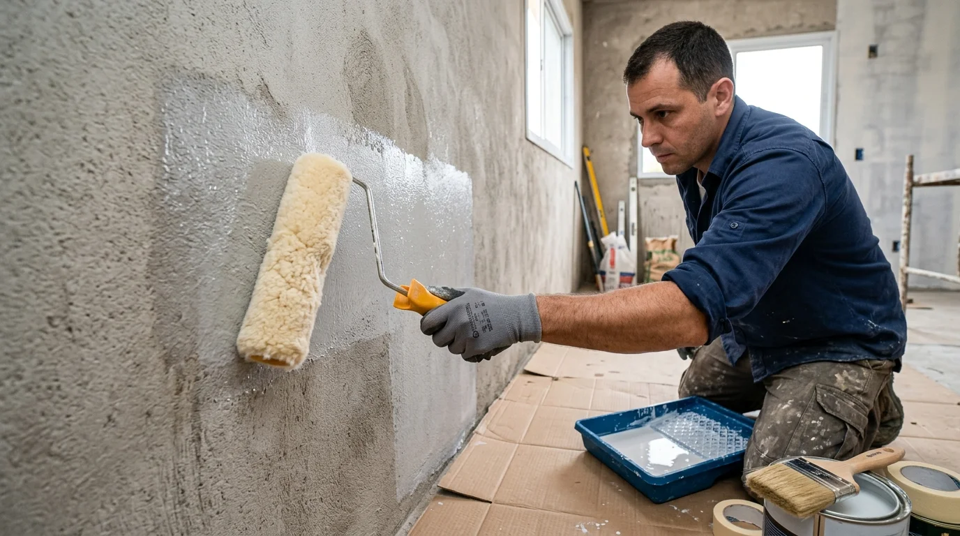 Aplicação de Fundo Preparador com Rolo de Lã