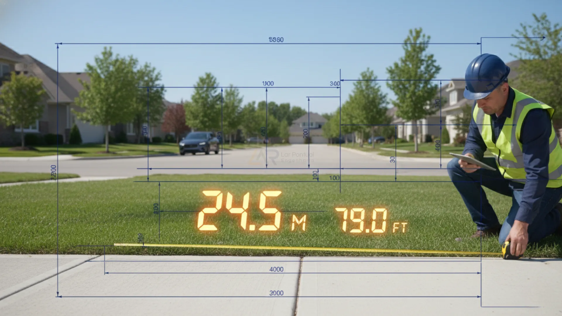 Planta topográfica destacando a testada mínima de um terreno