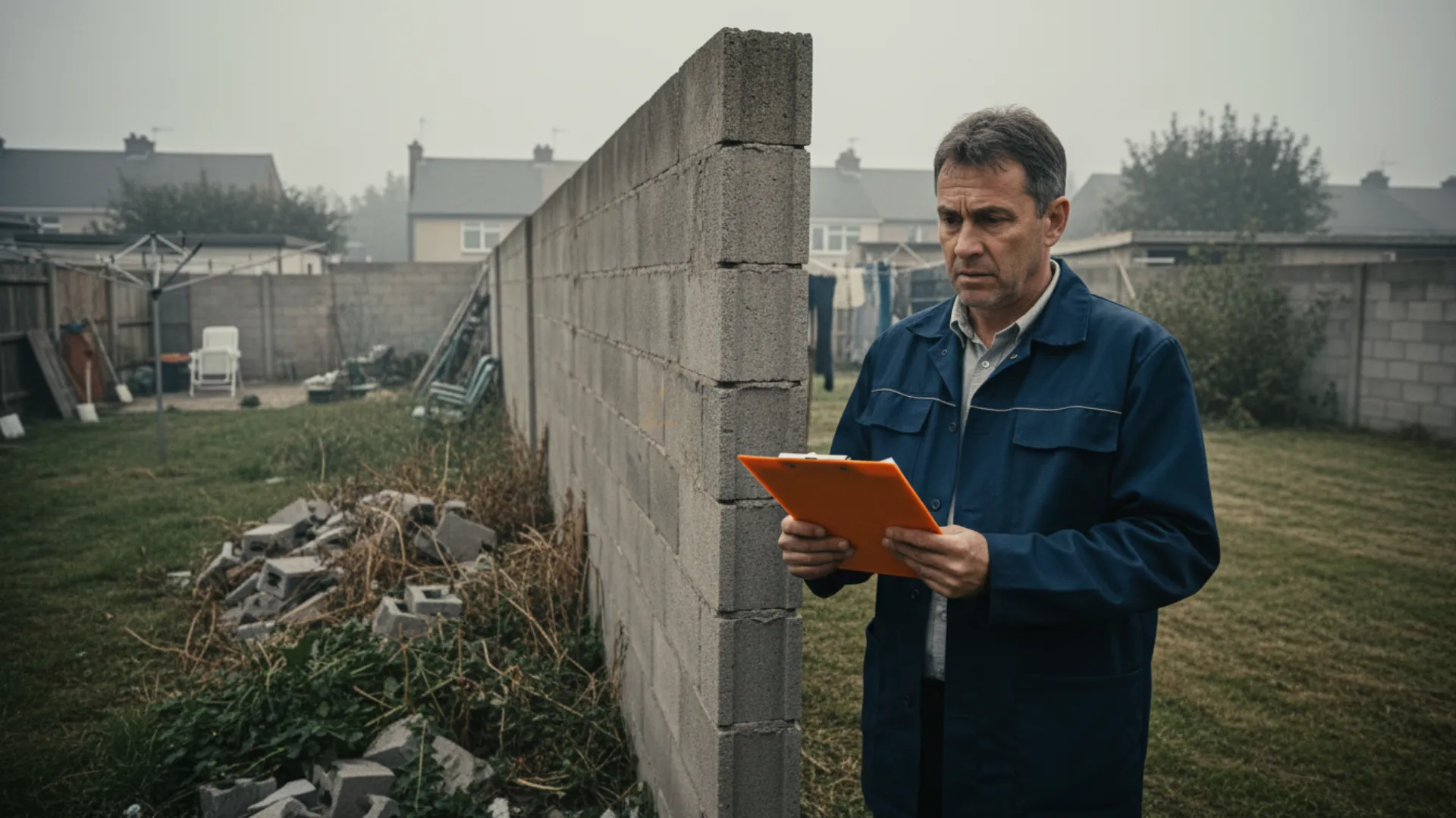 Divisão de terreno irregular com muro construído