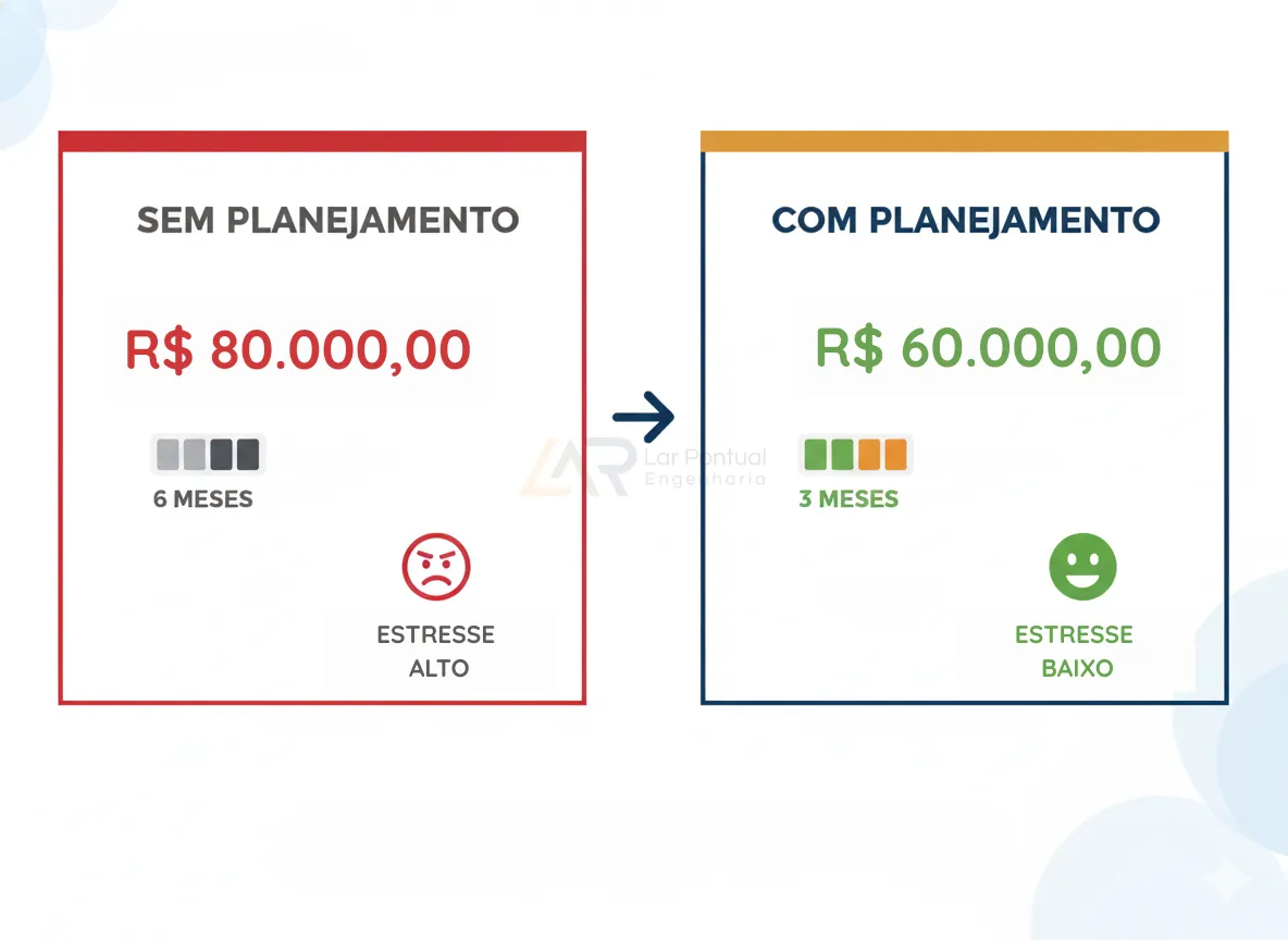Comparativo de redução de custos em materiais e serviços de reforma por substituição de insumos