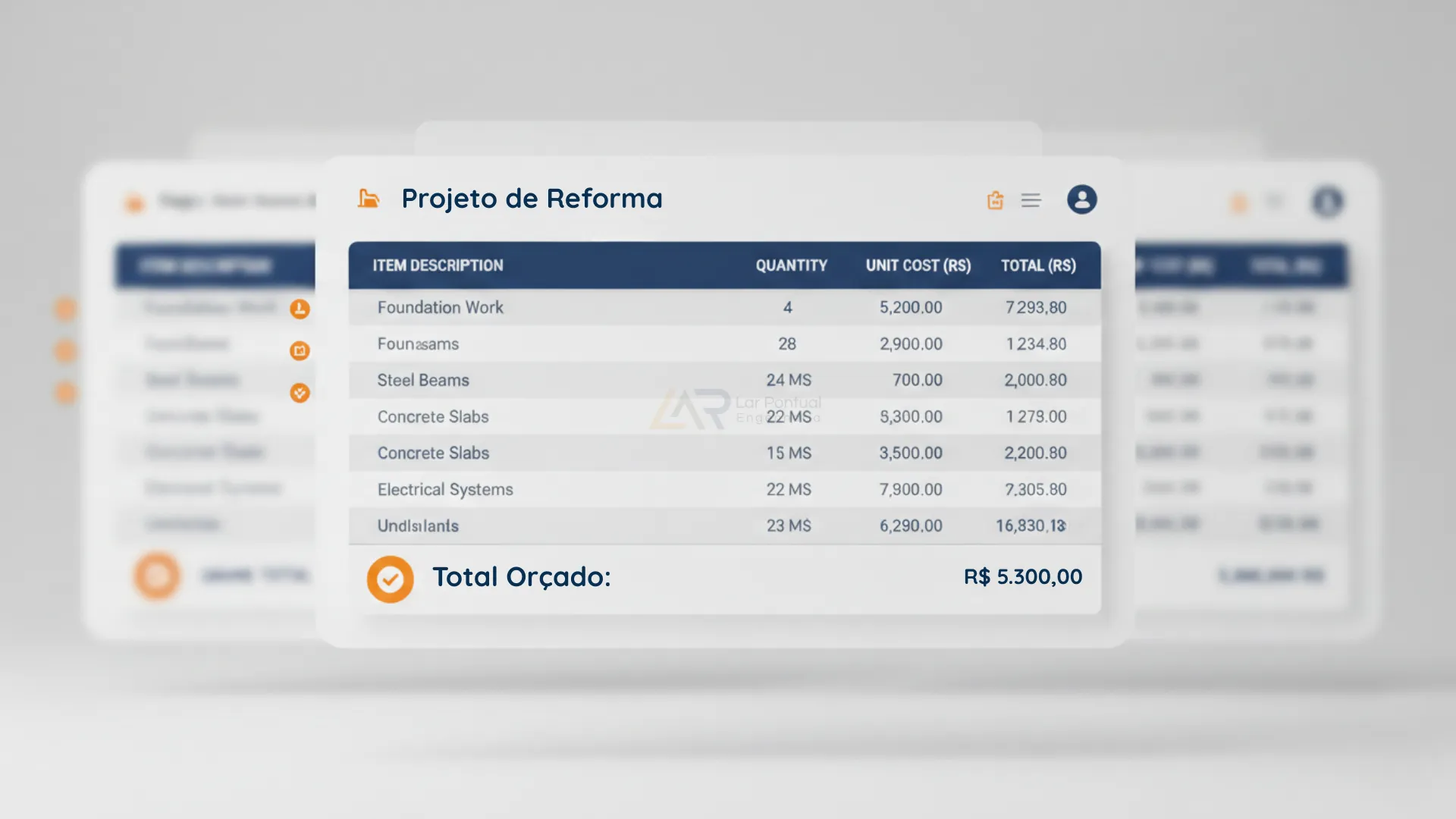 Interface Excel Engenhairia